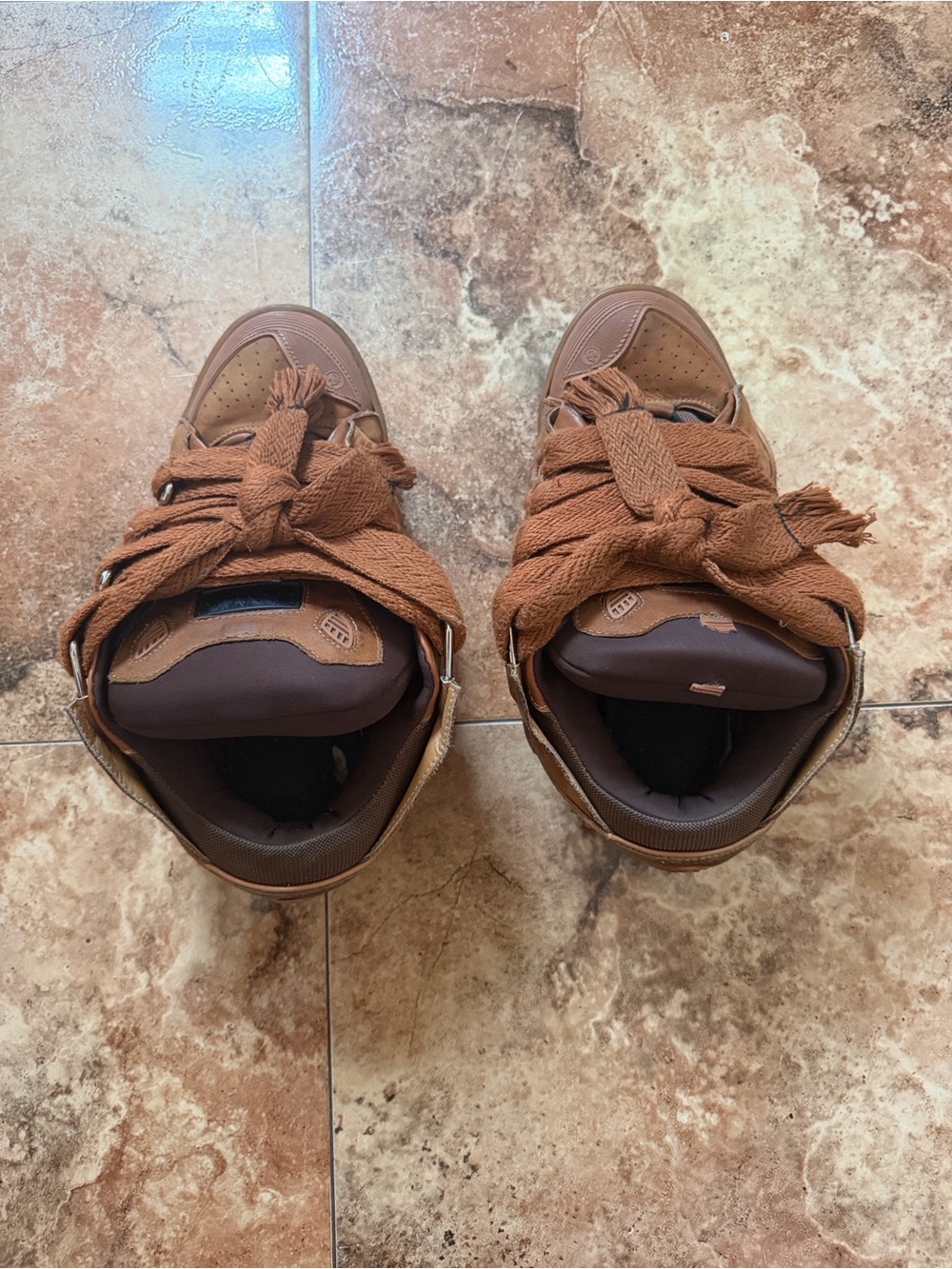 Lanvin Brown Kids Sneakers with Wide Knit Laces